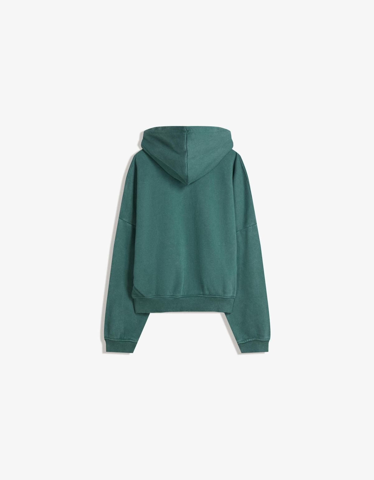 버쉬카 레터링 프린트 캐주얼 후드티 7201/700 GREEN - 상세 이미지 2