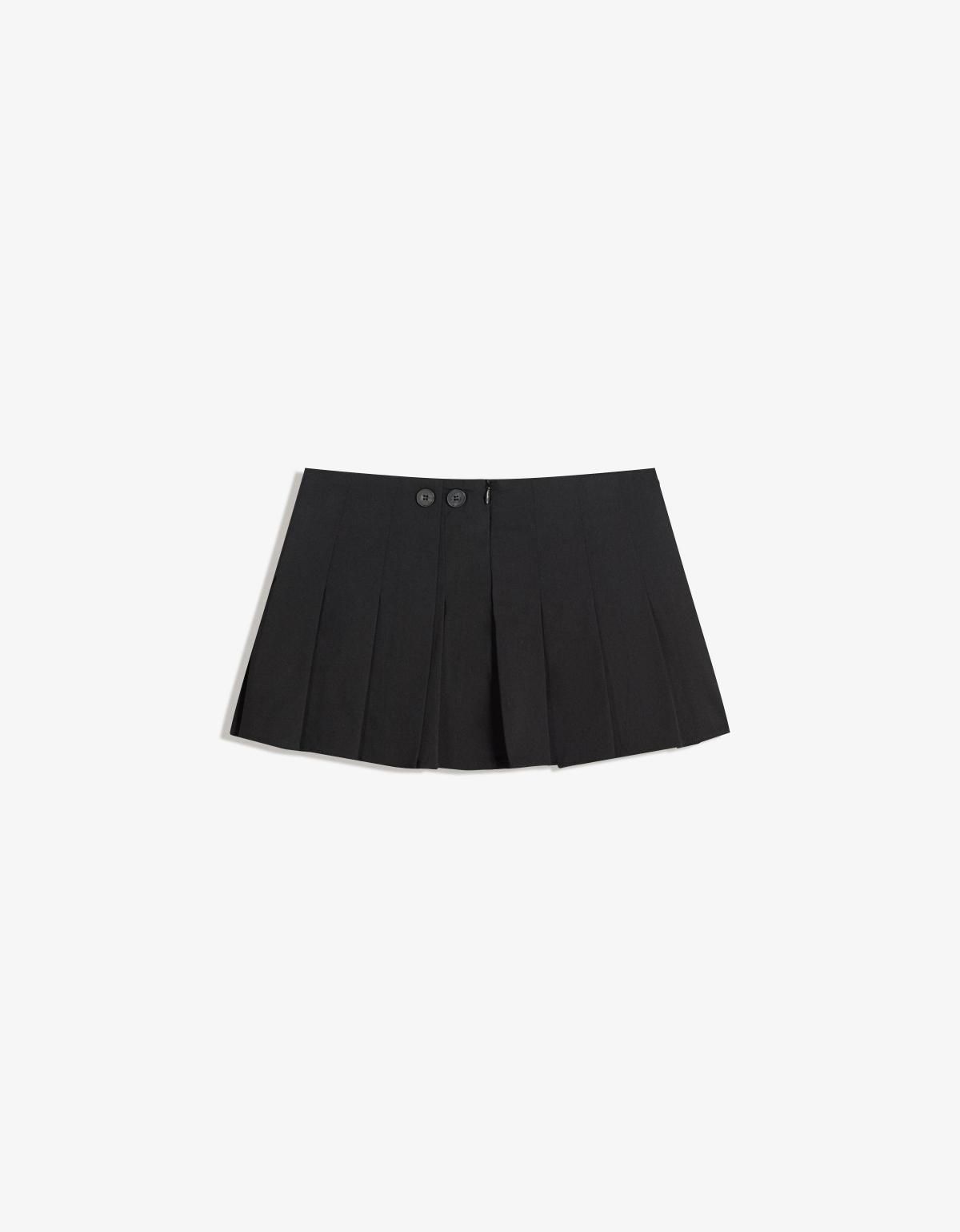 버쉬카 트렌디 블랙 플리츠 미니 스커트 6085/741 BLACK - 메인 이미지