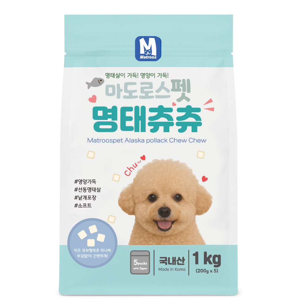 마도로스펫 명태츄츄 강아지져키 노즈워크 훈련용 간식 1kg, 1개 - 상품 이미지