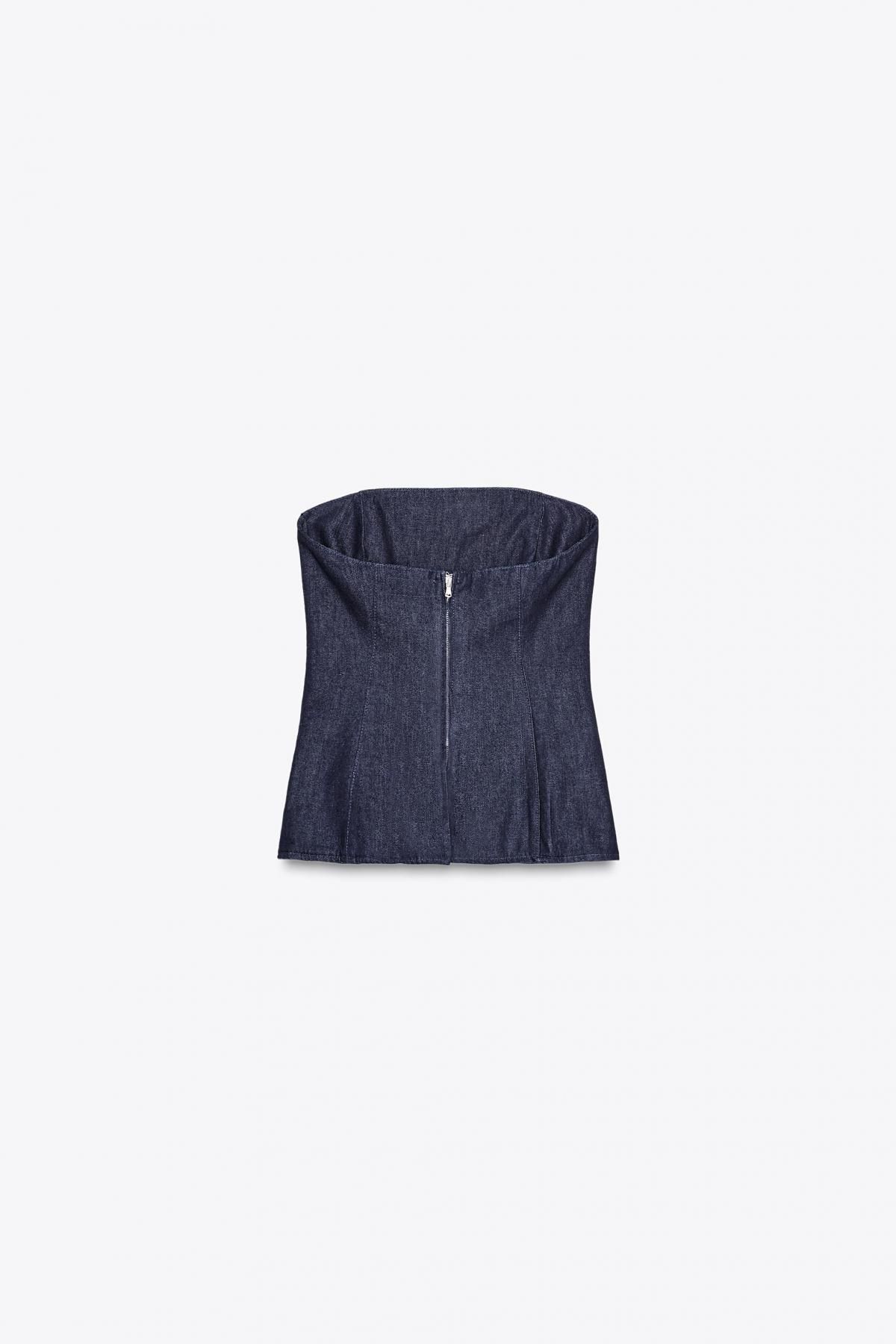 자라 데님 오프숄더 탑 6929/363 DARK INDIGO - 상세 이미지 5