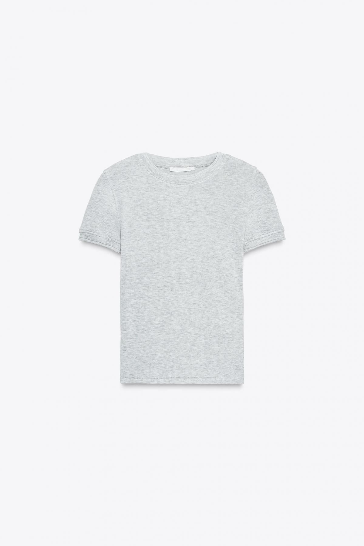 자라 소프트 슬림핏 라운드넥 반팔 티셔츠 0264/254 GREY MARL - 메인 이미지