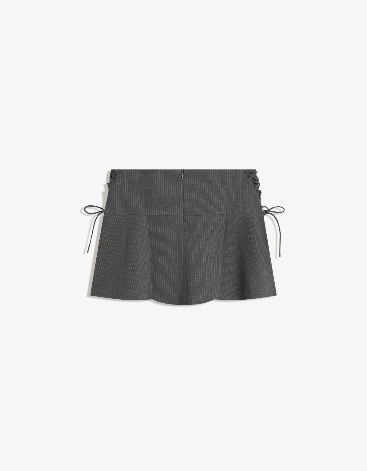 버쉬카 테일러드 리본 디테일 미니 스커트 6192/710 GREY - 상세 이미지 3