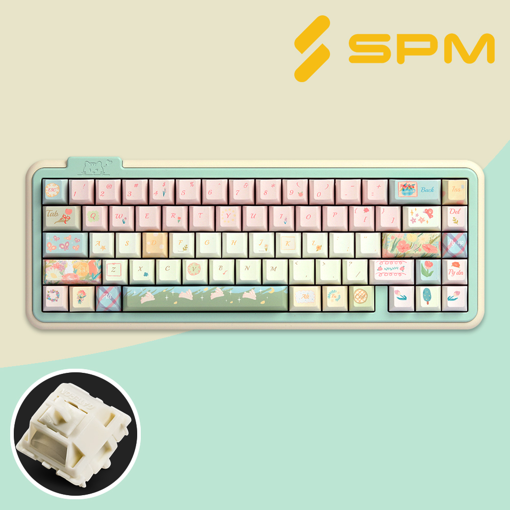 SPM NEKEY LUCK68 풀알루미늄 미니 무선키보드 크림민트, 게이트론 밀크쉐이크, 30g