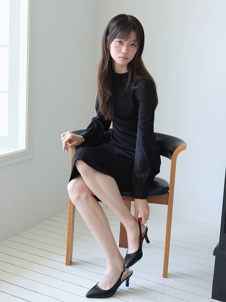 [엽페] 투톤 원피스 블랙 - 상품 이미지
