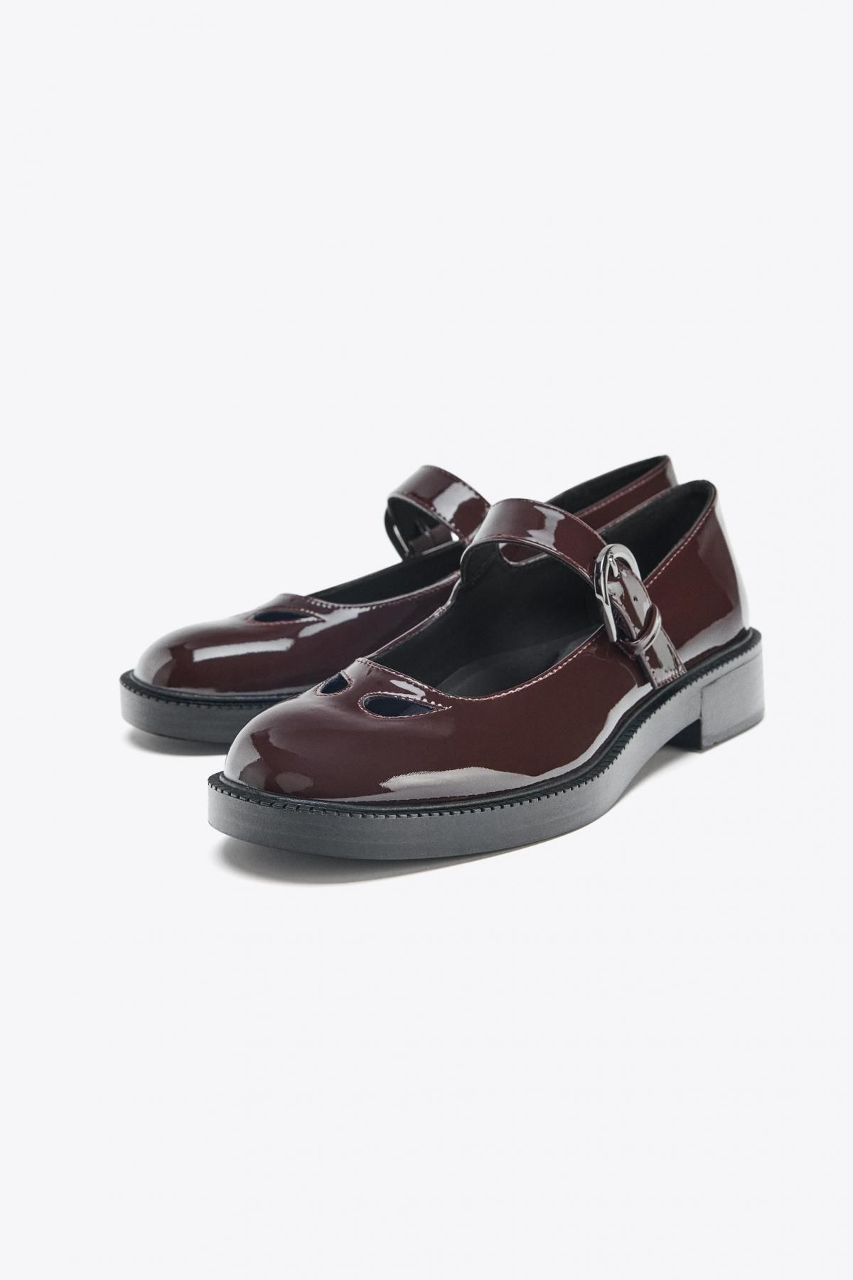 자라 플랫폼 에나멜 메리제인 로우힐 펌프스 3514/610 BURGUNDY RED - 상세 이미지 2