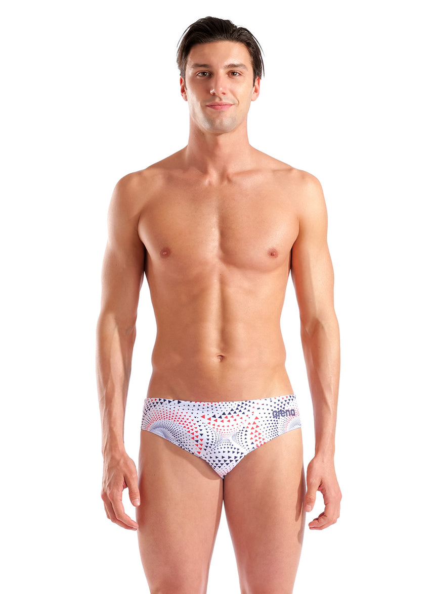 아레나 남성 팀 파이어플로우 브리프 삼각 수영복 White Multi/Navy, 22 - 메인 이미지
