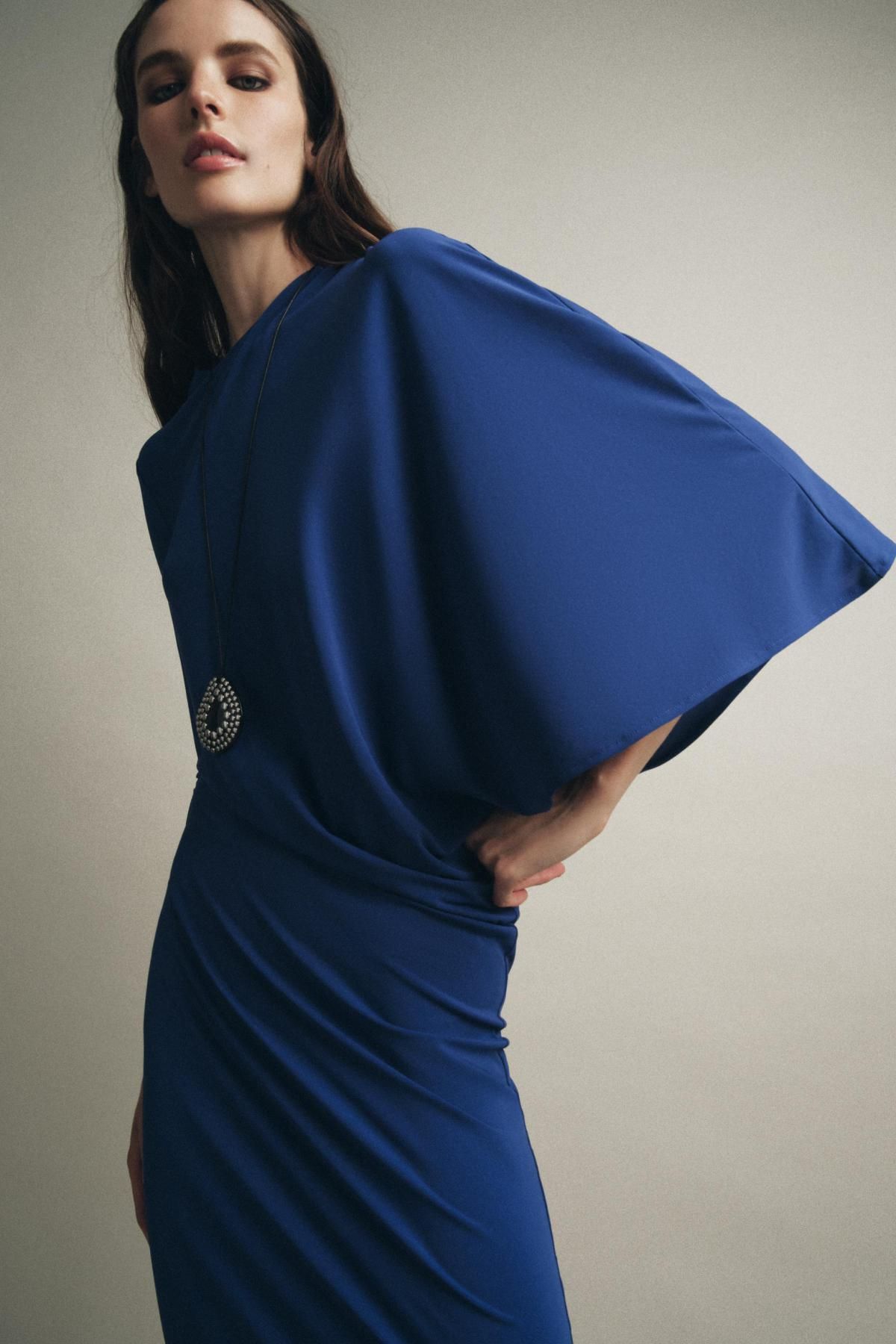 자라 테크니컬 비대칭 롱 원피스 5039/471 BLUE - 상세 이미지 3