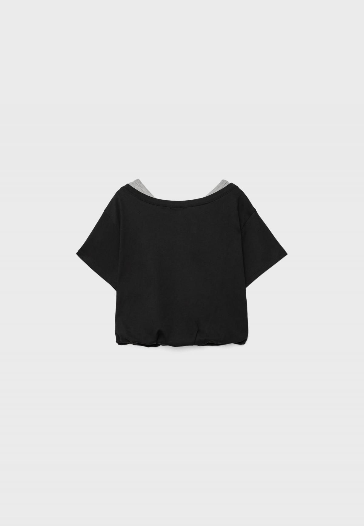 스트라디바리우스 스트릿 투웨이 레이어드 퍼프 반팔 티셔츠 8714/539 BLACK - 상세 이미지 3