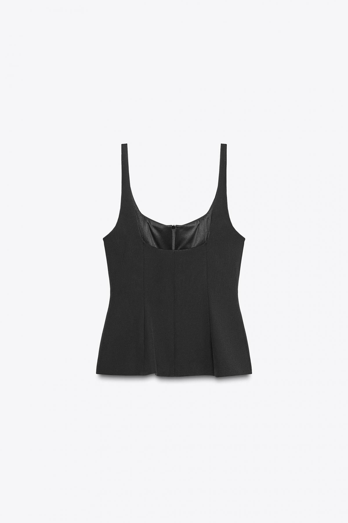 자라 페플럼 슬림핏 스퀘어넥 탑 8550/111 BLACK - 상세 이미지 5