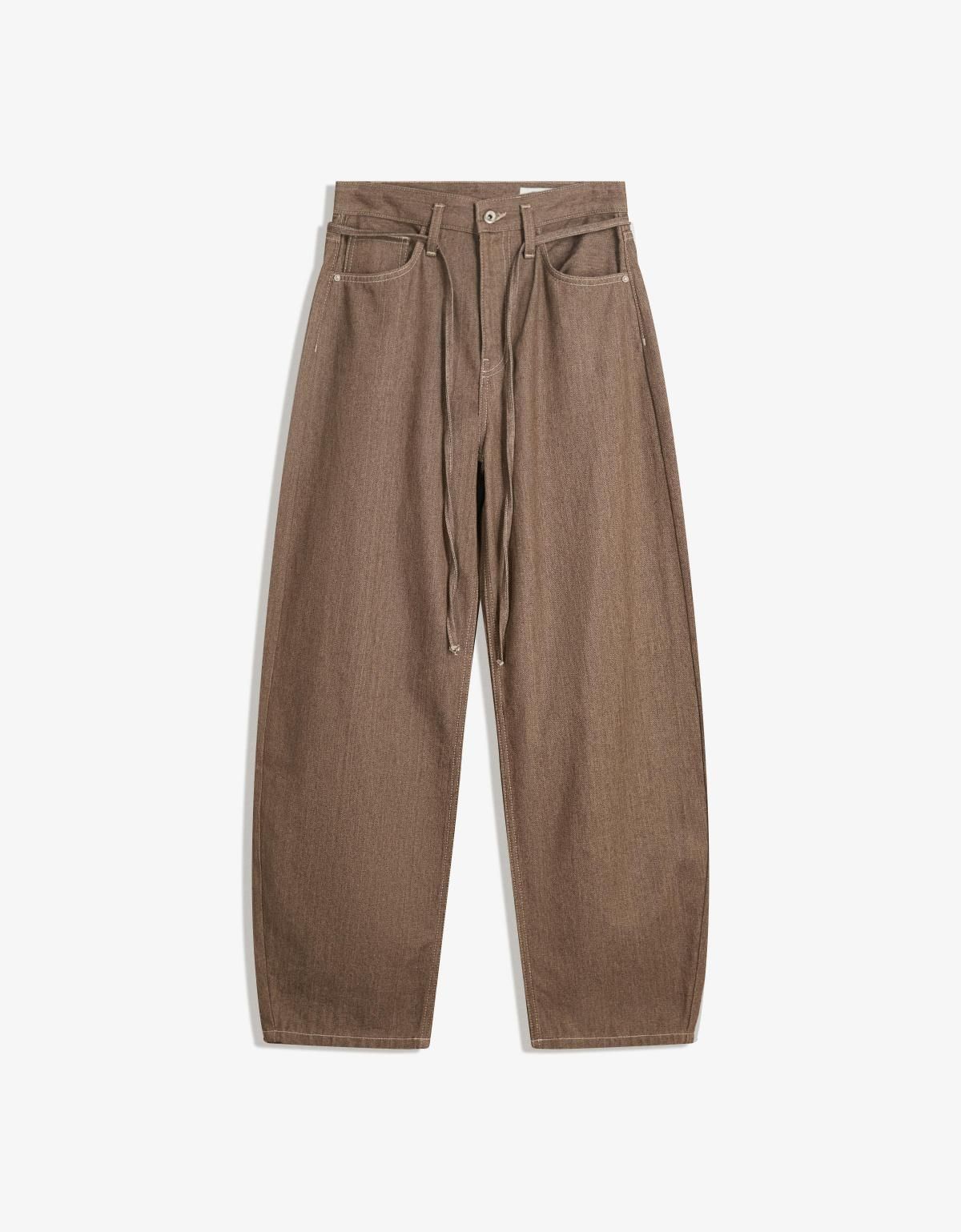 버쉬카 트렌디 배기핏 데님 벨트 팬츠 5038/211 BROWN - 상품 이미지