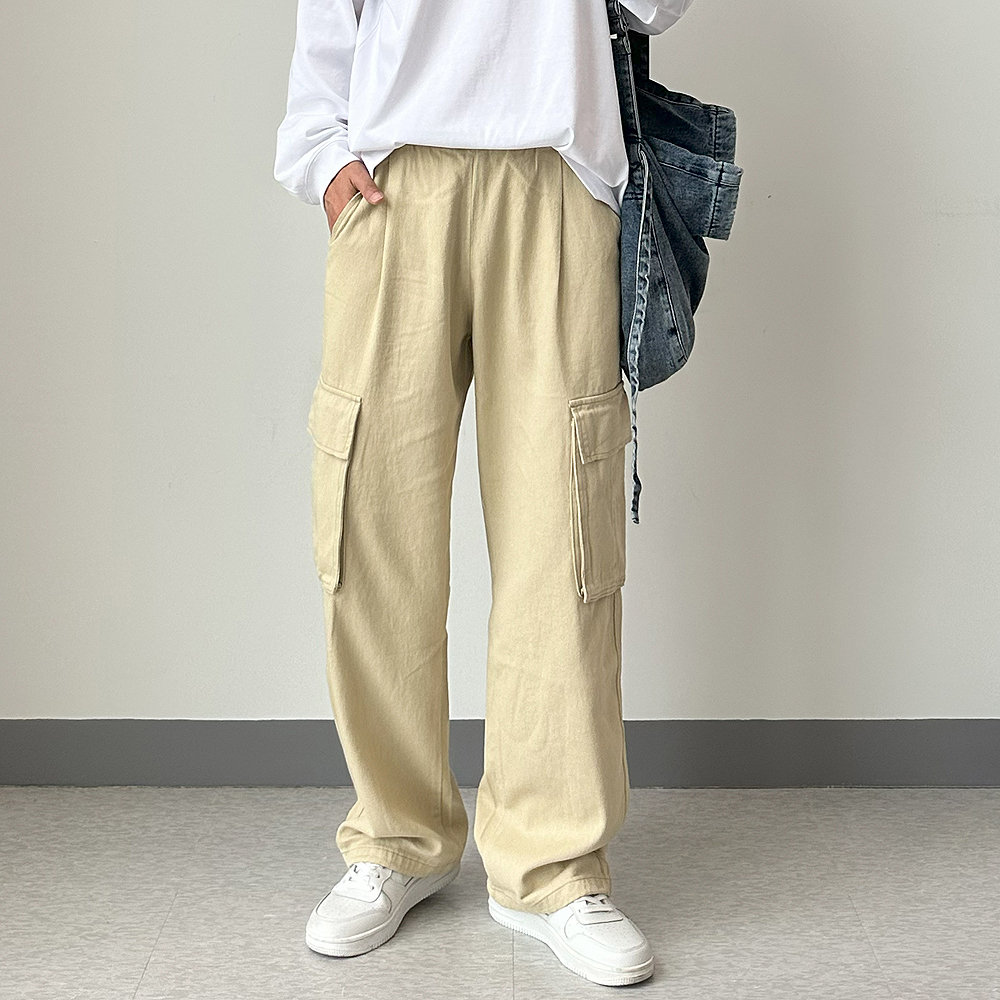 남자 바지 빅사이즈 밴딩 공용 커플 카고 바지 남자 와이드팬츠