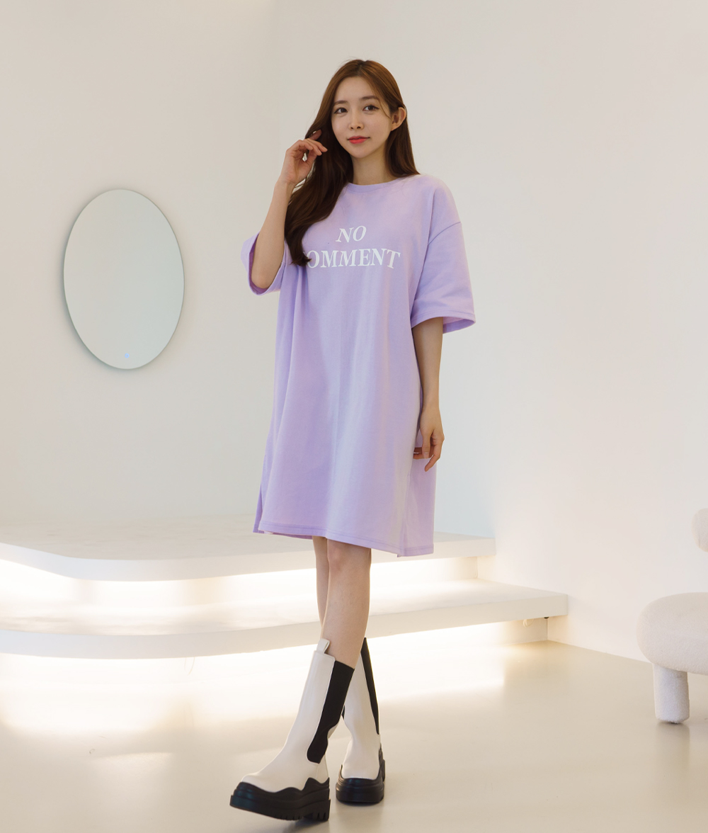 노컴 5부소매 반팔 롱 미디원피스 잠옷 키작녀 홈웨어 루즈핏 이미지 4