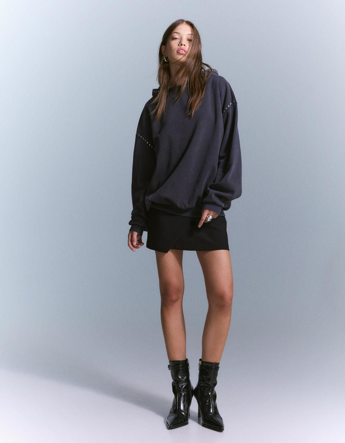 버쉬카 베이직 다크그레이 오버핏 후드티 7219/660 DARK GREY - 상세 이미지 5