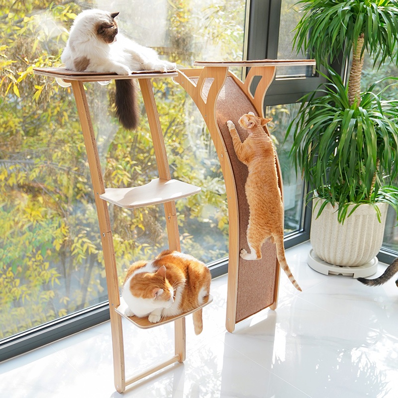 고양이 사다리 창문 캣타워 노령묘 캣폴 캣선반 해먹 스텝 창틀 캣워커 윈도우 흡착식 - 상품 이미지