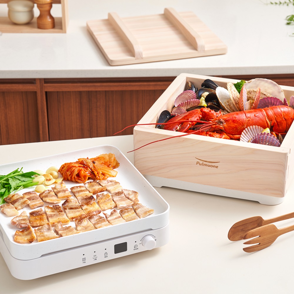 풀무원 트리플 인덕션 쿠커 1구인덕션 그릴플레이트 + 편백찜기 구성 RD1DWW1