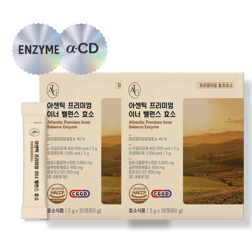 효소 + 알파CD 아센틱 프리미엄 이너 밸런스 효소 30포, 2개 - 상품 이미지