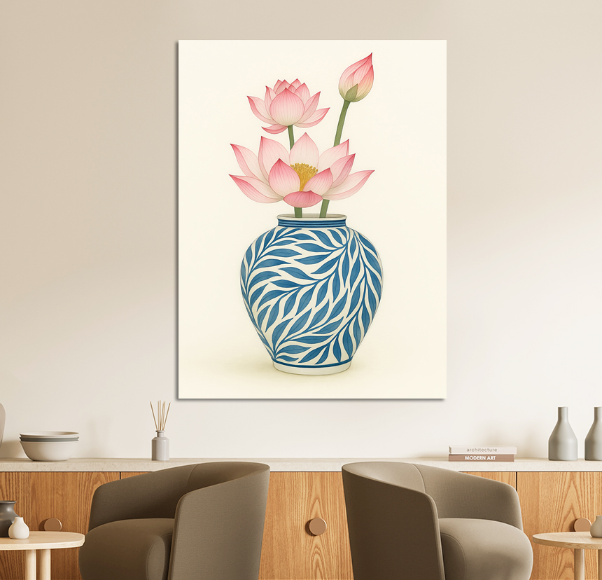 설백 꽃 달항아리 그림 거실 카페 겨울 인테리어 액자 중형 이미지 8