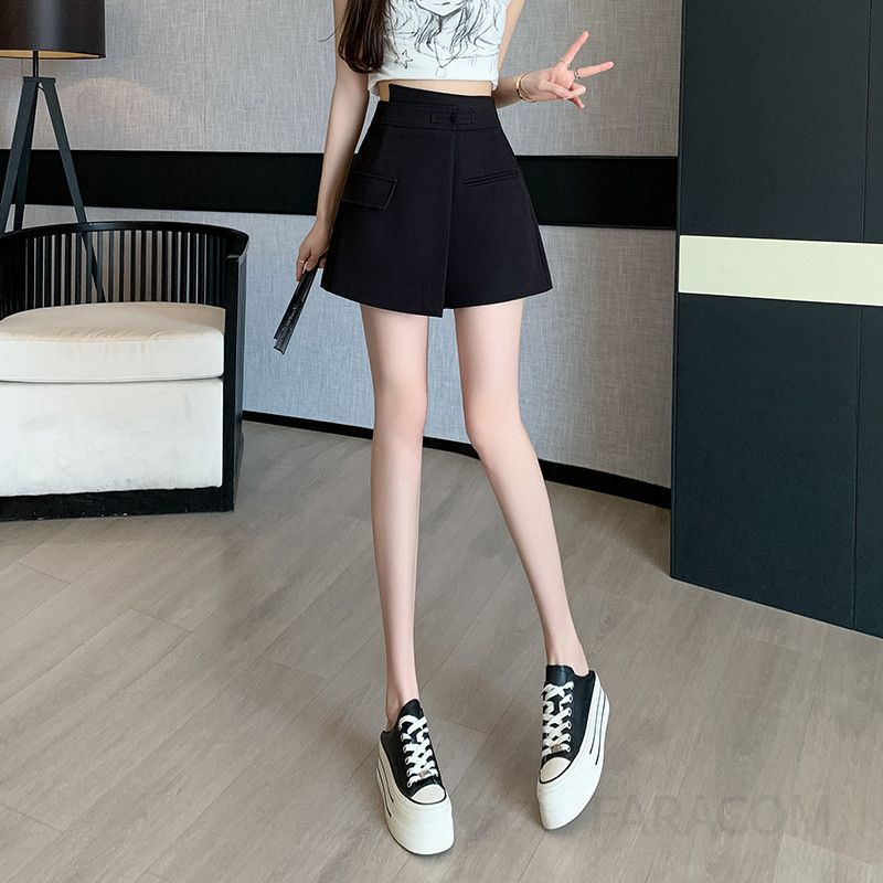 여성 여름 불규칙 슬릿 A라인 치마바지 시원한 착용감 데일리 스타일 통기성 좋은 캐주얼 디자인 트렌디한 외출용 팬츠 스커트 - 상세 이미지 3
