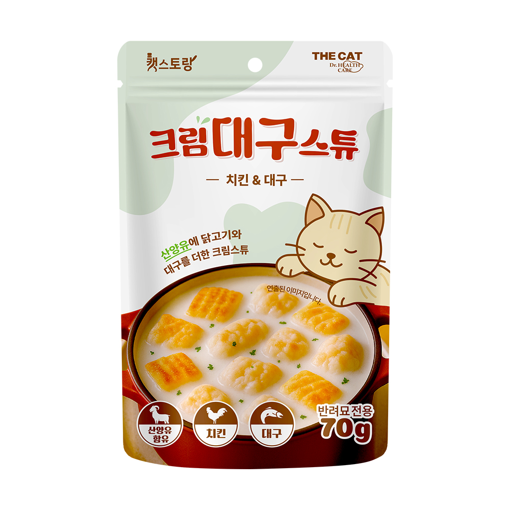 더캣 캣스토랑 고양이 산양유 크림스튜 습식 파우치 대구, 70g, 1개 - 메인 이미지