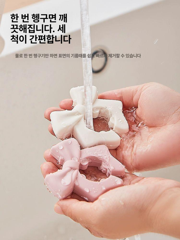 리본모양 주방 도구걸이 냄비 보조도구 주걱 양념틀 거치 조리도구 베이지화이트 1개입 - 상세 이미지 5