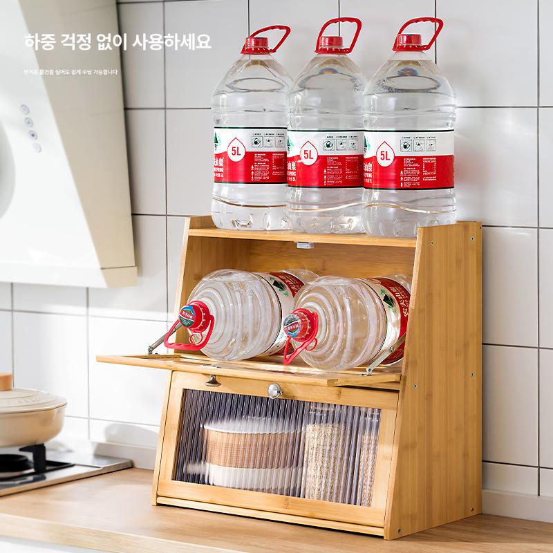 원목 식탁정리함 소품 식탁위 빵보관함 우드 화장대 티 컬러 2단 50cm - 상세 이미지 3