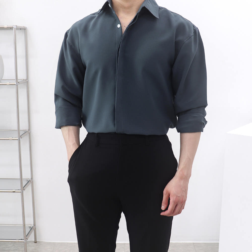 킵글랜 구김없는 와이셔츠 검정 남자 흰셔츠