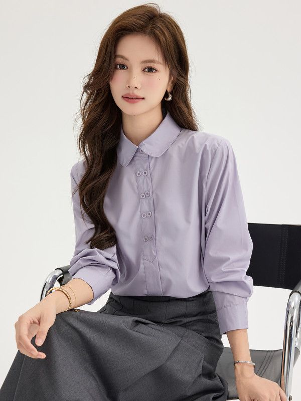여성 더블브레스트 긴팔 셔츠 가을 레이어드 코튼 캐주얼 스타일 시크한 웨스턴 무드 편안한 착용감 데일리룩 활용 가능 - 상세 이미지 5