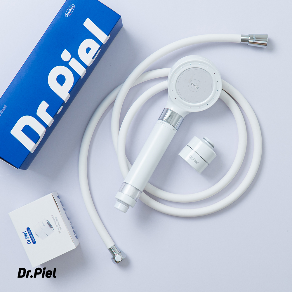 [닥터피엘 선물세트] 아토샤워헤드 + 버블세면대 필터 + 에코 샤워호스 화이트 2m