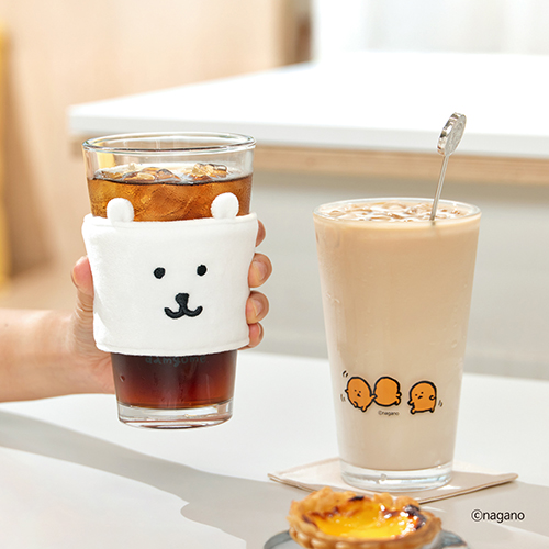 담곰이 글라스 컵 홀더 세트 농담곰 유리 머그 음료 식기 캐릭터 굿즈 - 상세 이미지 2