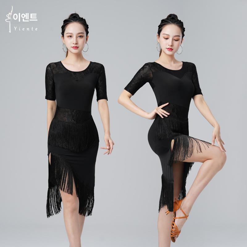 삼바 댄스 자이브 줌바복 의상 원피스 탱고 쌈바 무대의상 상의 티셔츠 살사 블랙 배송 타이츠 S - 상세 이미지 2