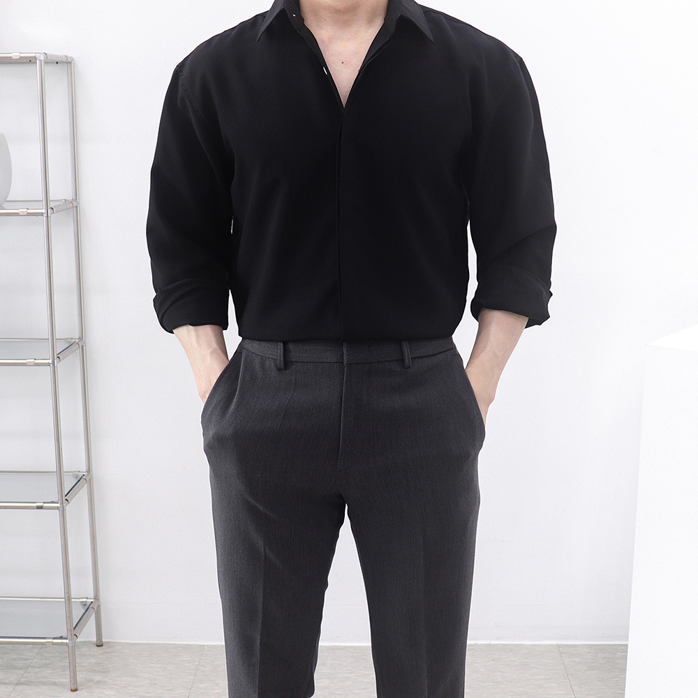 구김없는와이셔츠 검정와이셔츠 남자흰셔츠 - 상세 이미지 2
