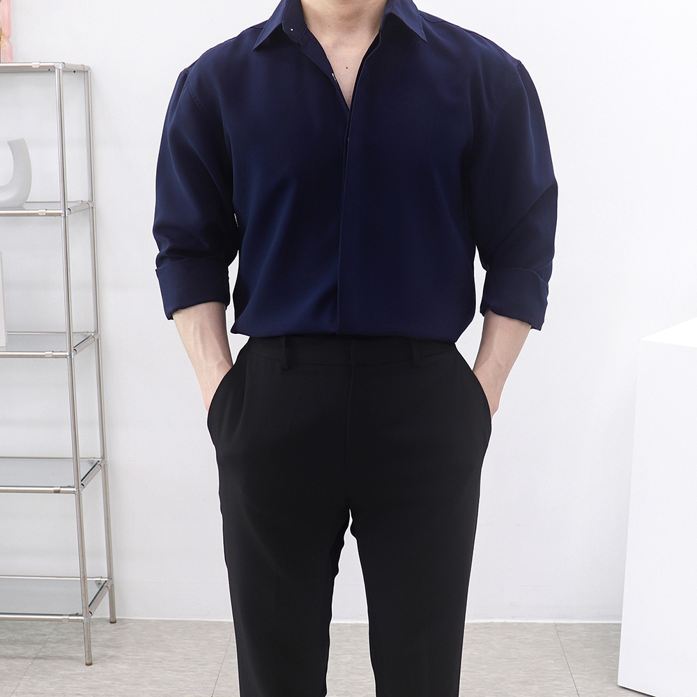 구김없는와이셔츠 검정와이셔츠 남자흰셔츠 - 상세 이미지 4