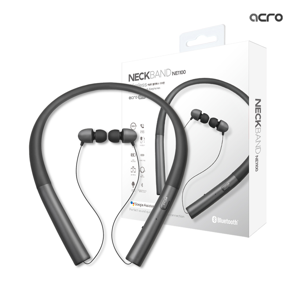 ACRO 넥밴드 이어폰 NE-1100 블루투스 무선 커널형 목걸이 블랙