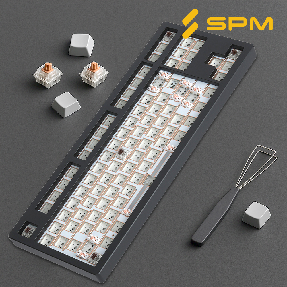 SPM AL87B 커스텀 키보드 베어본 풀알루미늄 블랙, 미포함