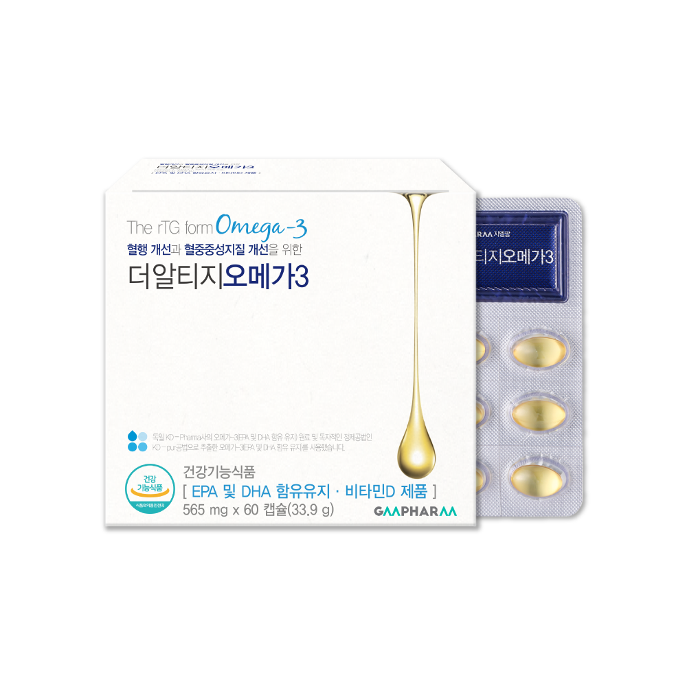 지엠팜 더 알티지 rTG 오메가3 KD파마 초임계 임산부 비타민D 청소년 60캡슐, 1개