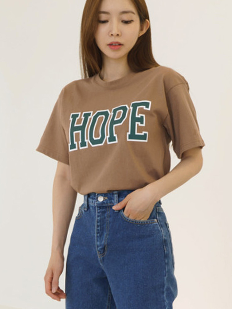 홉스 프린팅 반팔 박스티 루즈핏 라운드넥 기본 베이직스타일 여름 - 메인 이미지