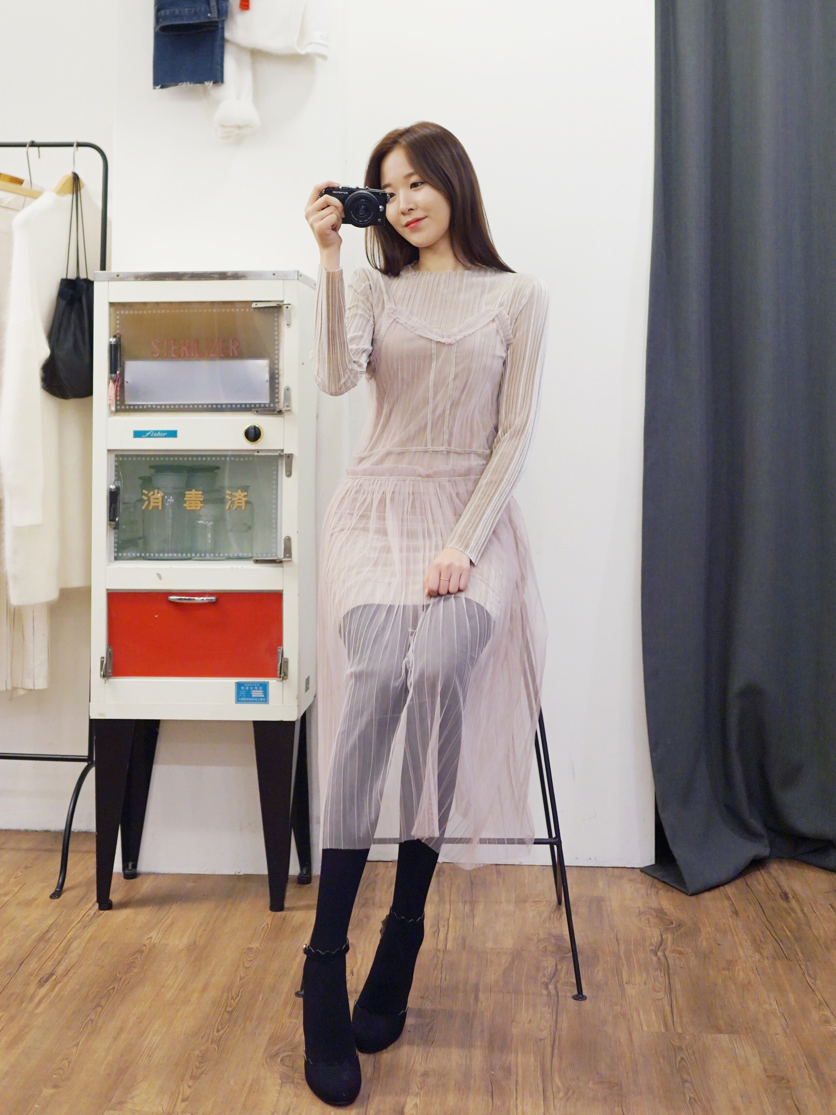 레이스 븨스티에 벨벳원피스 이미지 2