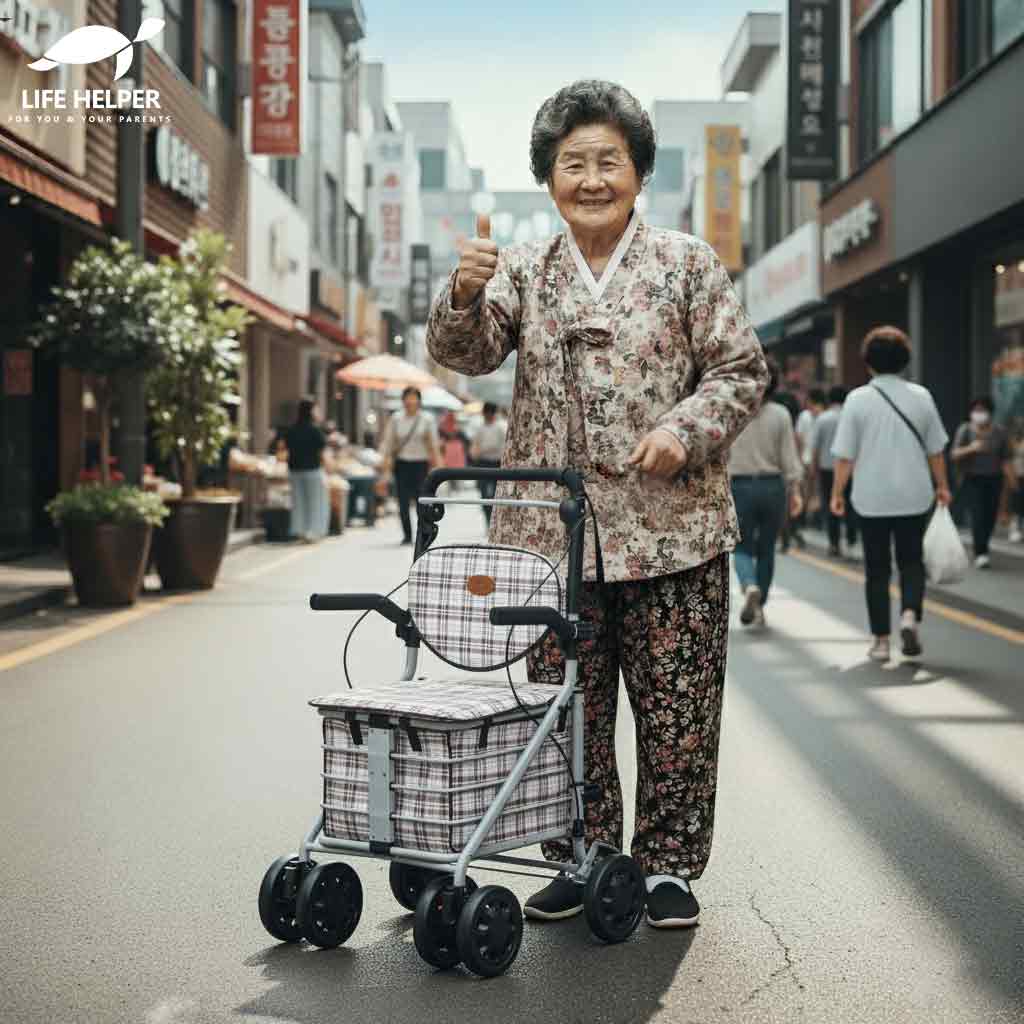 라이프헬퍼 H2 실버카 어르신 보행보조기 냉온장바구니 포함 노인 보행기 워커 할머니 유모차