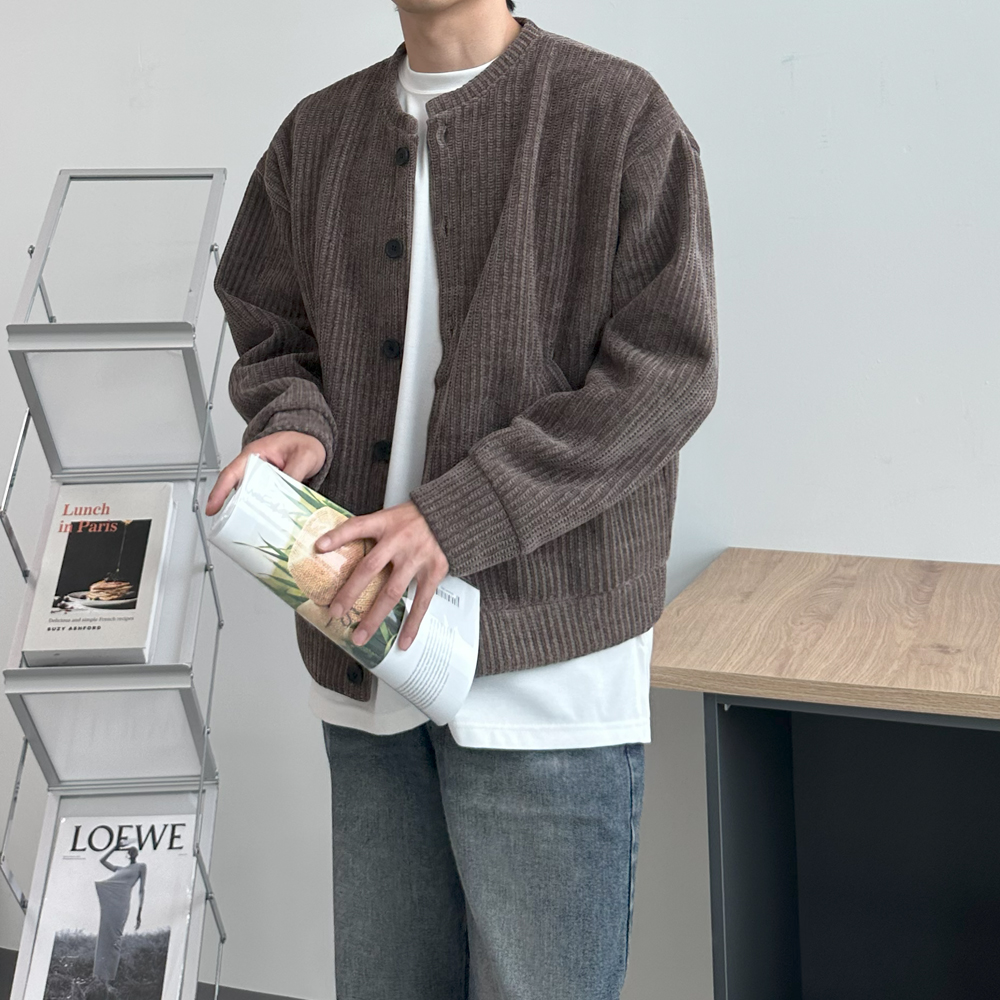 남자 가디건 구김없는 오버핏 벨루아 가디건 - 상세 이미지 2