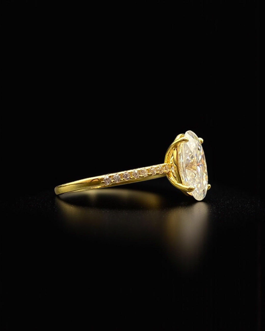 [18K vermeil Ring] 18K도금 모이사나이트 오벌 레이어드링 2ring-1set - 상세 이미지 3