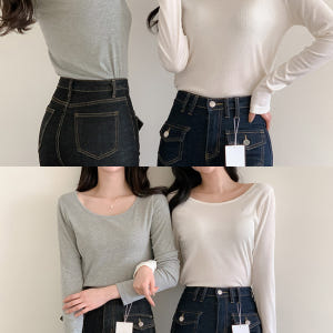 올데이 여리핏 골지 티셔츠 ts4000 착용 후기 | 사이즈/핏 총정리 - 상품 이미지 4