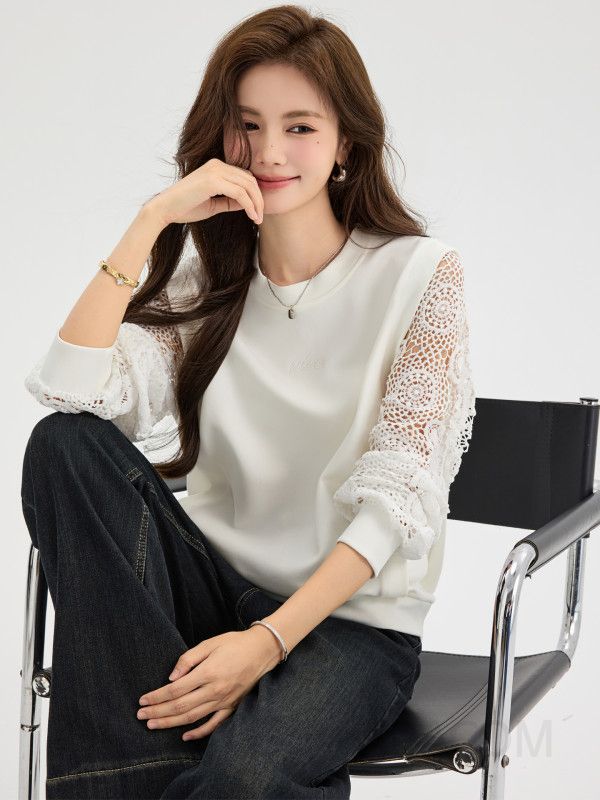 여성 라운드넥 크로셰 긴팔 스웨터 가을 독특한 디자인 데일리룩 느슨한 착용감 편안한 스타일 캐주얼한 매치 위한 패션 탑 - 상세 이미지 2