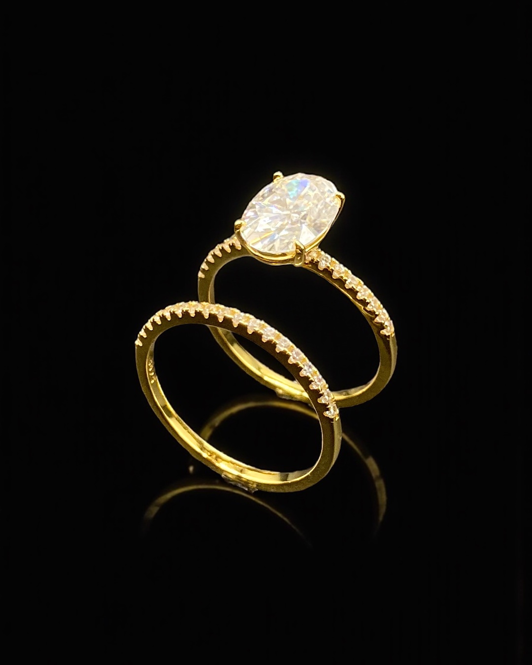 [18K vermeil Ring] 18K도금 모이사나이트 오벌 레이어드링 2ring-1set 이미지 7