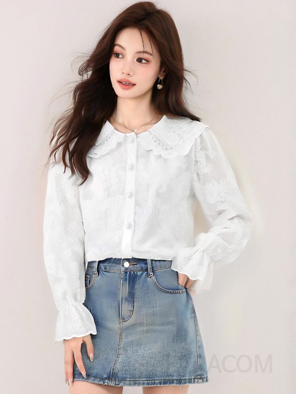 여성 링클프리 긴팔 셔츠 가을 데일리 화이트 구김없는 스타일 편안한 착용감 캐주얼 블라우스 패션 아이템 - 상세 이미지 5