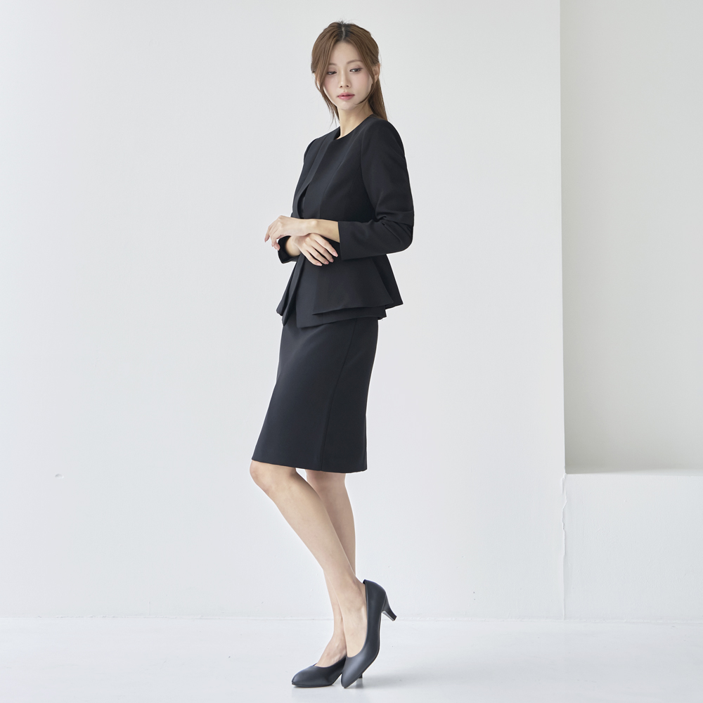 H라인 여자 정장 면접 미디 스커트 유니폼 아나운서 [Y날개 치마] 이미지 6