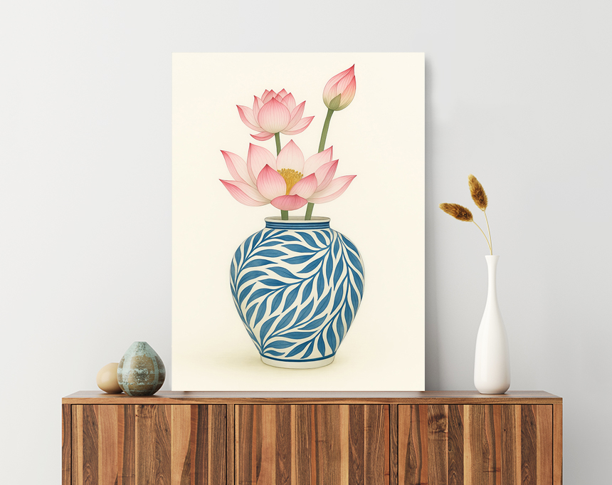 설백 꽃 달항아리 그림 거실 카페 겨울 인테리어 액자 중형 이미지 7
