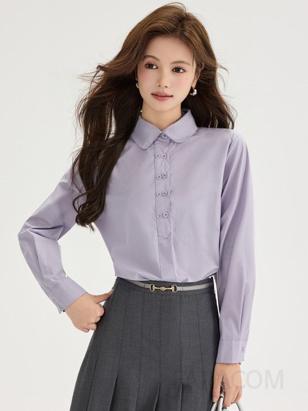 여성 더블브레스트 긴팔 셔츠 가을 레이어드 코튼 캐주얼 스타일 시크한 웨스턴 무드 편안한 착용감 데일리룩 활용 가능 - 상세 이미지 3