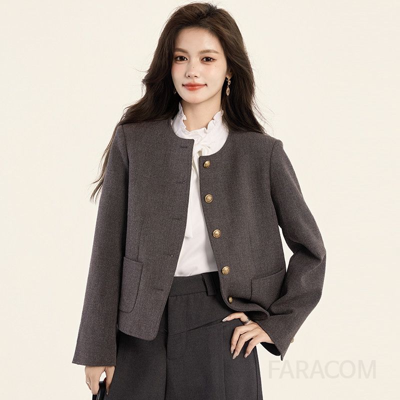 여성 레트로 짧은 자켓 가을 간절기용 스타일리쉬한 데일리룩 캐주얼 재킷 모던한 디자인 편안한 착용감 고급스러운 외출용
