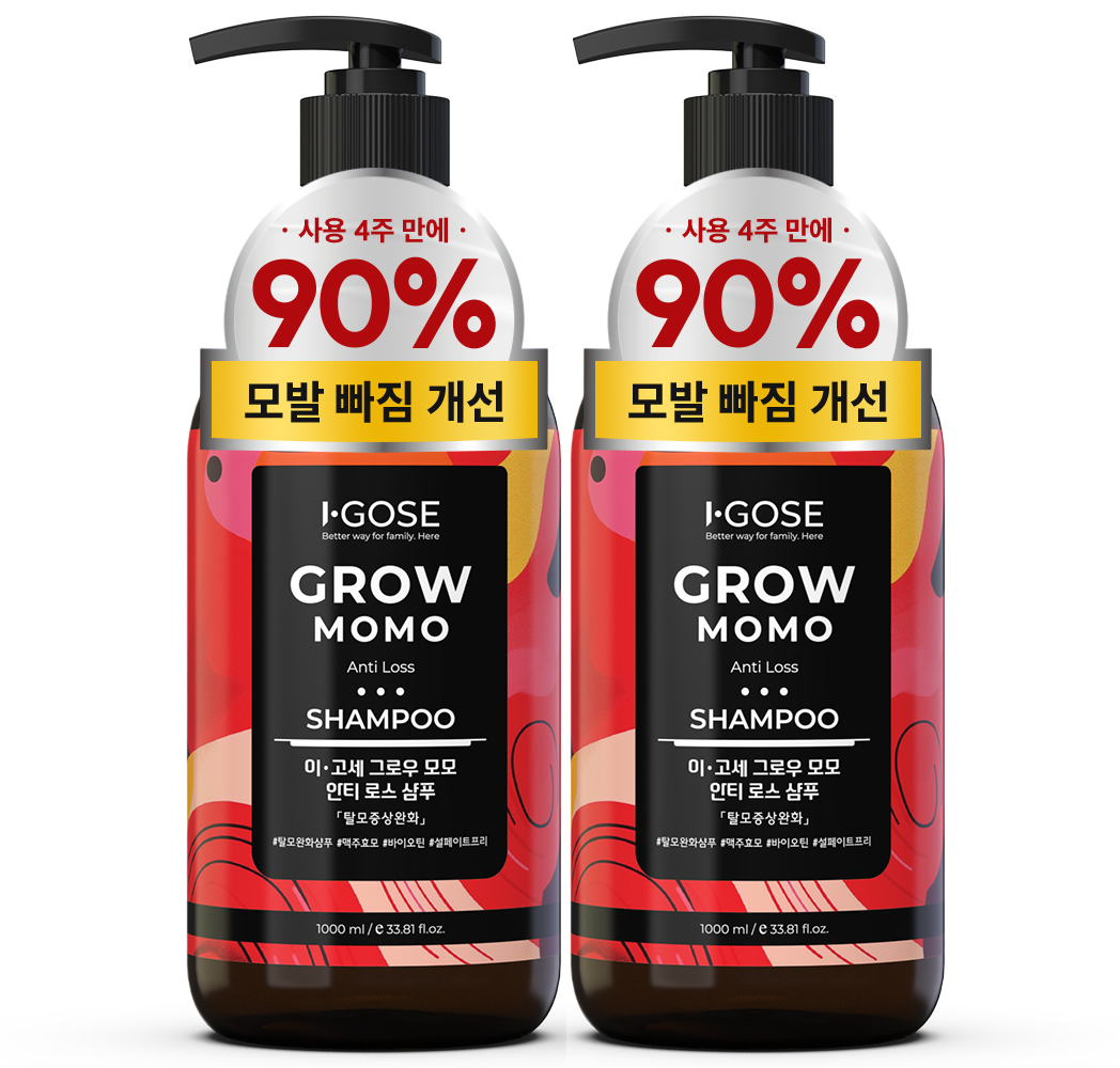 1+1 이고세 탈모증상완화 맥주효모 그로우 모모 샴푸 1L, 2개 - 상품 이미지