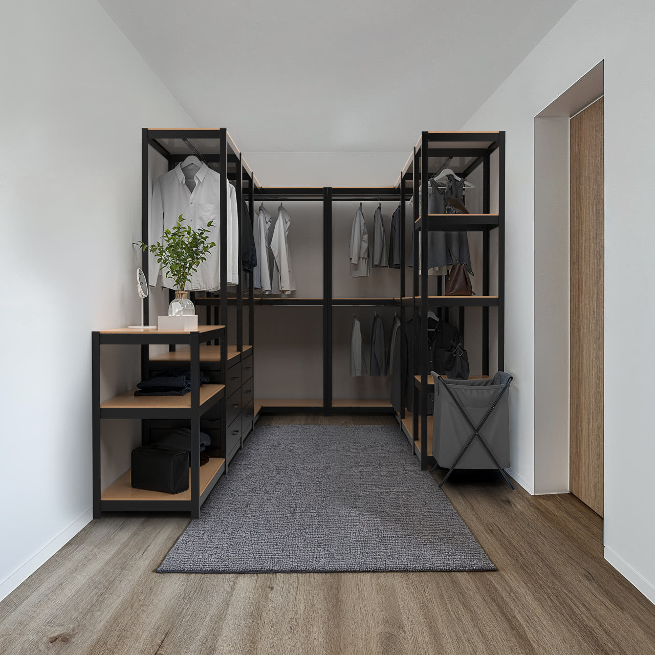 드레스룸 시스템옷장 수납장 서랍 시스템장 행거 옷방 홈던트하우스 코너 2800 C세트